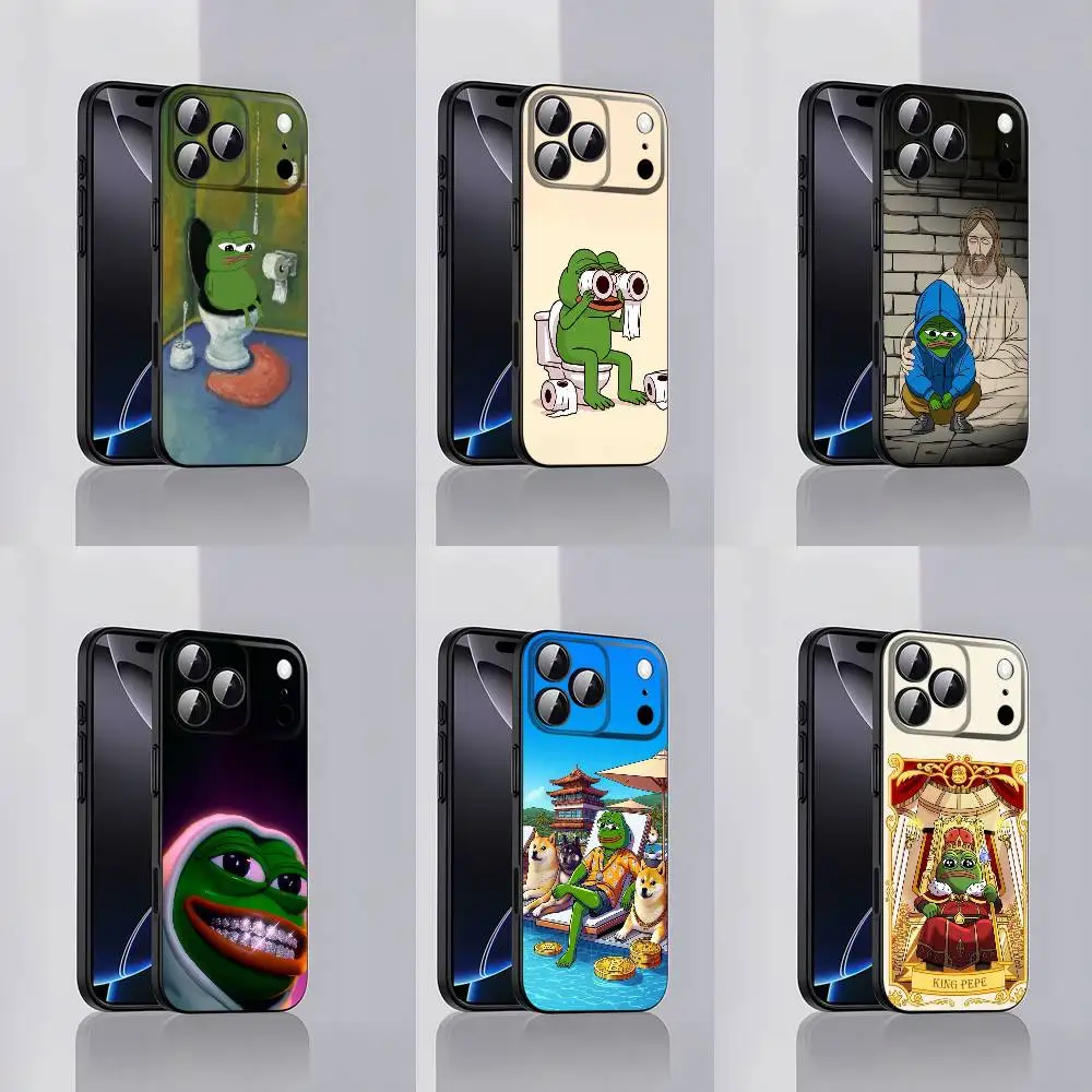 

Sad Frog Pepe Phone Case For iPhone 17,16,15,14,13,12,Pro,Max,Plus,E,SE4,Air,Mini Black Soft Cover