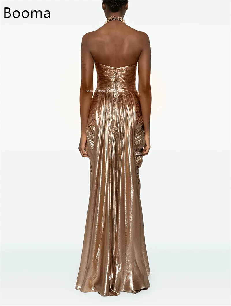 Booma حورية البحر فساتين سهرة لامعة رداء حفلات رسمي للنساء بدون أكمام مطوي بدون حمالات فستان حفلات أنيق تخصيص 2025