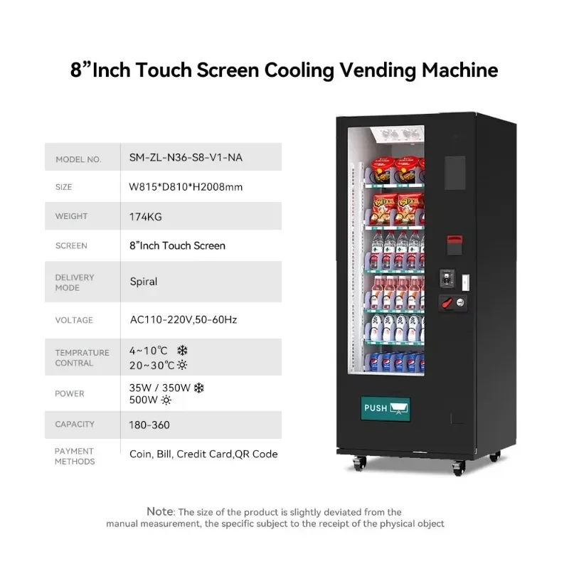 Smart electronic vending machine with screen touch cash payment Dvd books drinks snacks combination vending machine