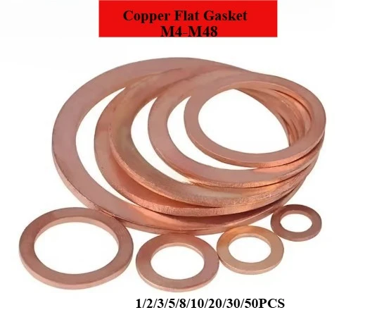 

M5 M6 M8 M10 M12 M14 M16 M18 M20 M22 M24 Solid Pure Copper Oil Plugs Washer o-ring Gasket Motorcycle Sump Flat Sealing Spacers