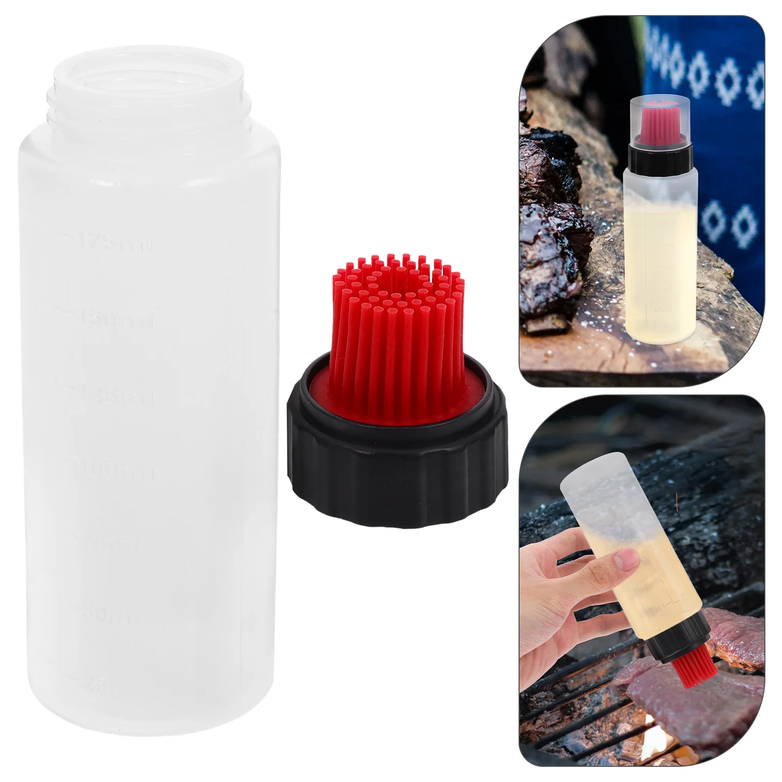 

2pcs Oil Bottle With Brush 175Ml Transparent Silicone Dispenser For Cooking Bbq Baking Olive Oil Vinegar Syrup Liquids Condiment