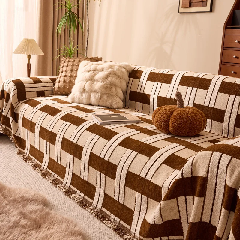 

Роскошное полотенце для дивана из синели, пыленепроницаемые одеяла для дивана с кисточкой, комфортный чехол для дивана L-образной формы, одеяла для кемпинга, пикника, путешествий