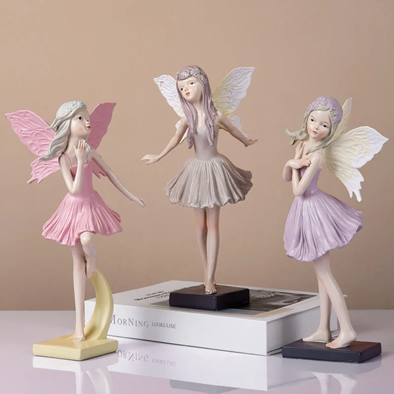 

Home Decoration Accessories Nordic Art Resin Statue Flower Fairy Girl Artware Character Sculpture Modern Room Craft Figurine