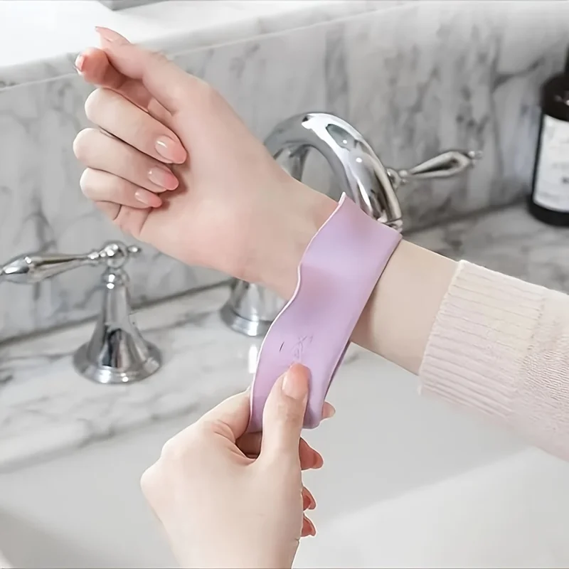 2 個再利用可能なシリコンリストバンド防水防滴アームカフス洗顔シャワースキンケアルーチンバスアクセサリー