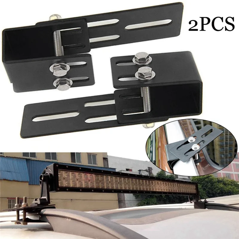 ABTC-2Pc Universal Led Light Bar Roof Rack Mount Bracket No-Drill Installation For Suvs & Off-Road Vehicles