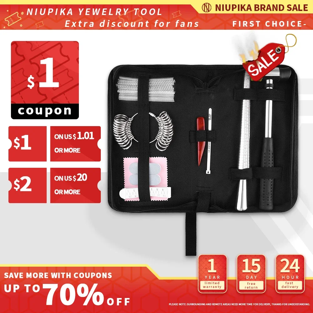 21PCS Set Back Bag Jewelry Tool Ring Measuring Ring Rod Jewelry Polishing Ring Measurement