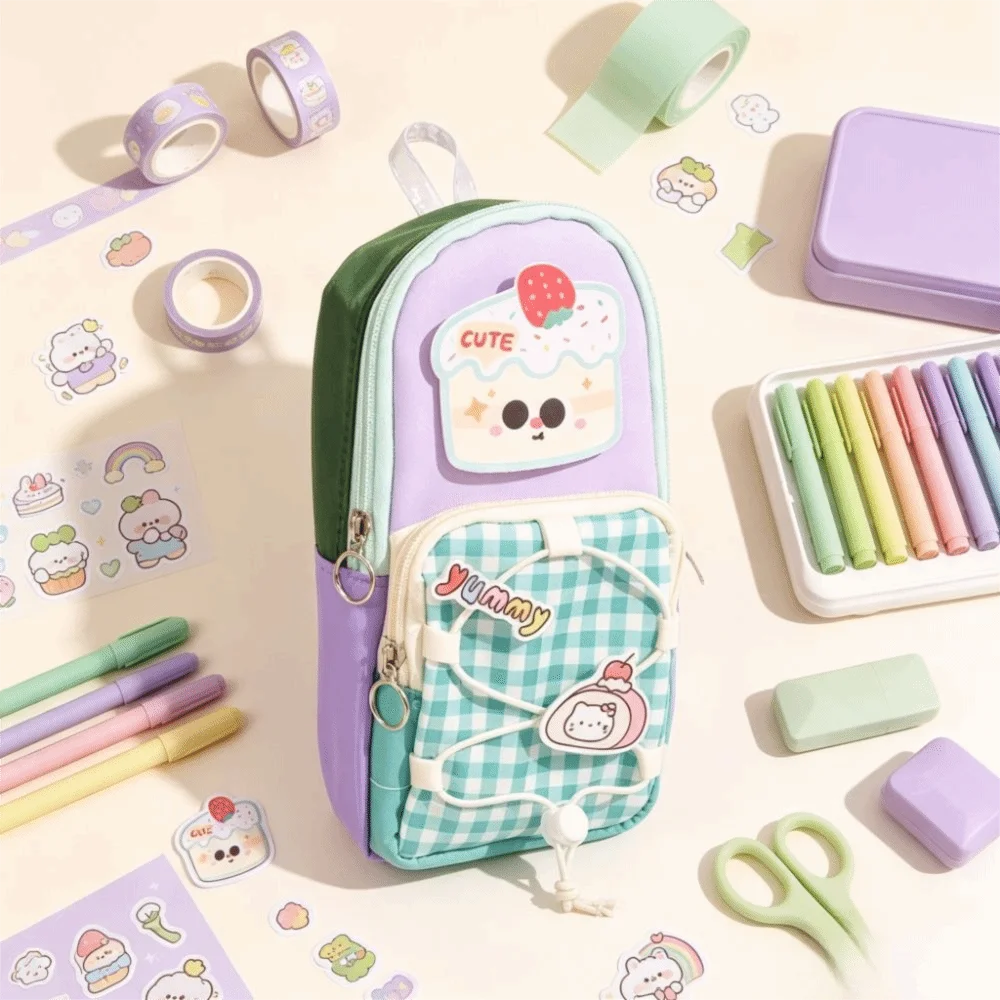 Star Large Capacity Pencil Case Color-Blocked High Appearance Level Pen Bag Cute Simple Design Stationery Bag Girls