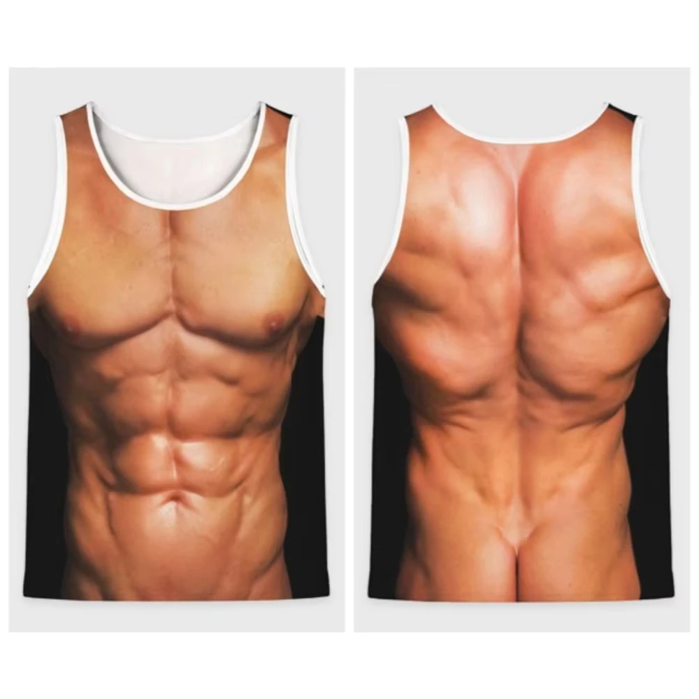 

3D Printing Muscle Men's Tank Top Summer Outdoor Sports Fitness Quick-dry Sleeveless T-shirt Fashionable Light Breathable Vest
