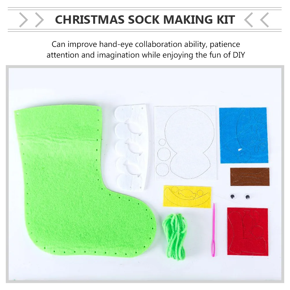 

10pcs Christmas Stocking Decoration Diy Craft Kit Holiday Sewing Ornament Supplies Non-Woven Fabric Handmade Hanging Decor For