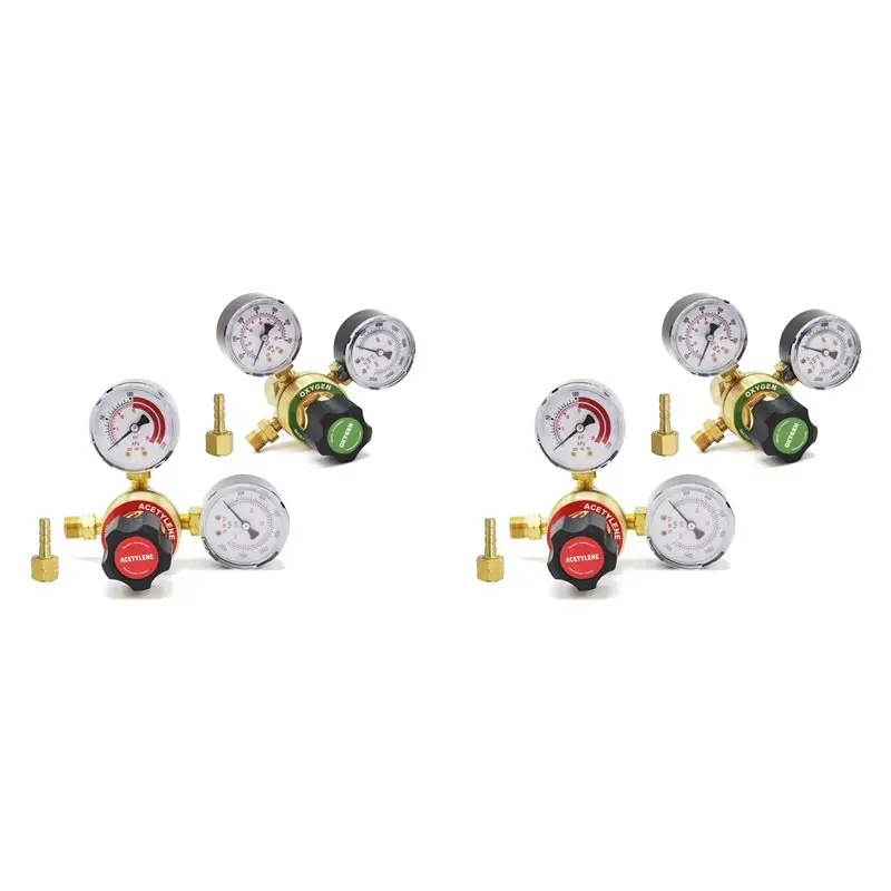 T21C 2X Oxygen Acetylene Regulator Set, Welding Regulators Oxygen &Acetylene Gauges, Oxygen & Acetylene Regulator Combo