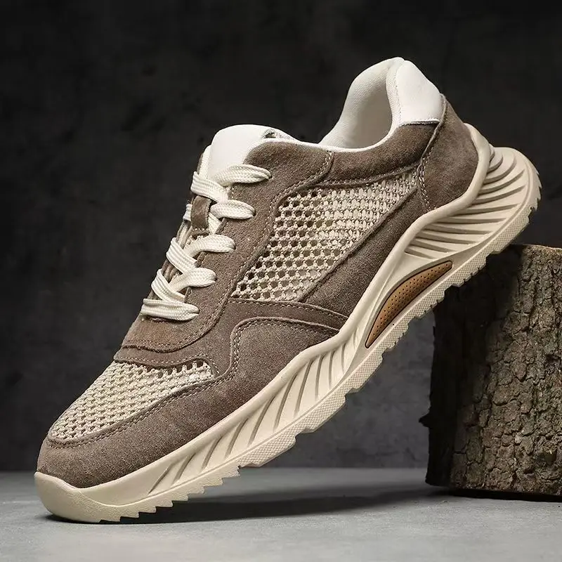 

Men Mesh Hollow Out Big Size Lace Up Casual Sneakers Summer New Soft Sole Breathable Outdoor Walking shoes Running shoes