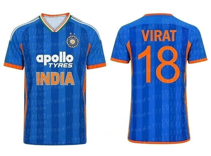 Neues Trikot der indischen Nationalmannschaft für Cricket 2026-27 T20 Edition Schnelltrocknendes Kurzarm-Sporttrainings-Trikot für Fans und Familien – Detail 4