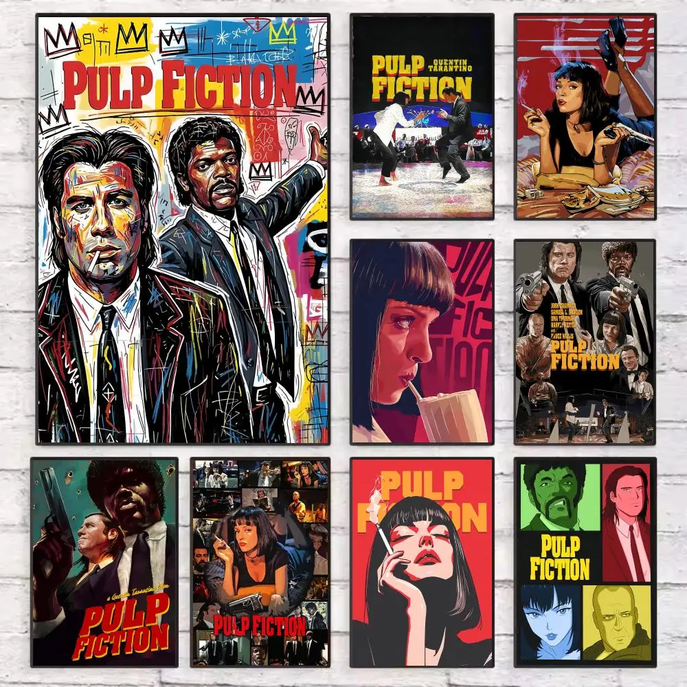 

P-Pulp F-Fiction Movie Classic Poster Wall Art Sticky for Living Room Bedroom Office Hallway Bar Home Decor Gift Idea