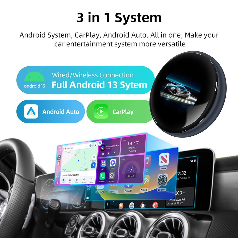 LEXXSON Ai Box 4 + 64GB محول Carplay اللاسلكي أندرويد 13 Netflix Youtube IPTV صندوق فيديو للسيارات مع Carplay اللاسلكي أو السلكي #6