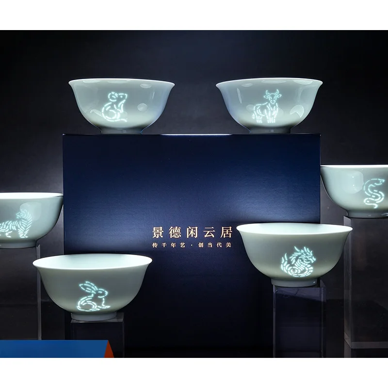 

Цзиндэчжэнь Тяньцин Зодиак Изысканная посуда Керамический набор Бытовая миска и тарелка Фестиваль середины осени Personali