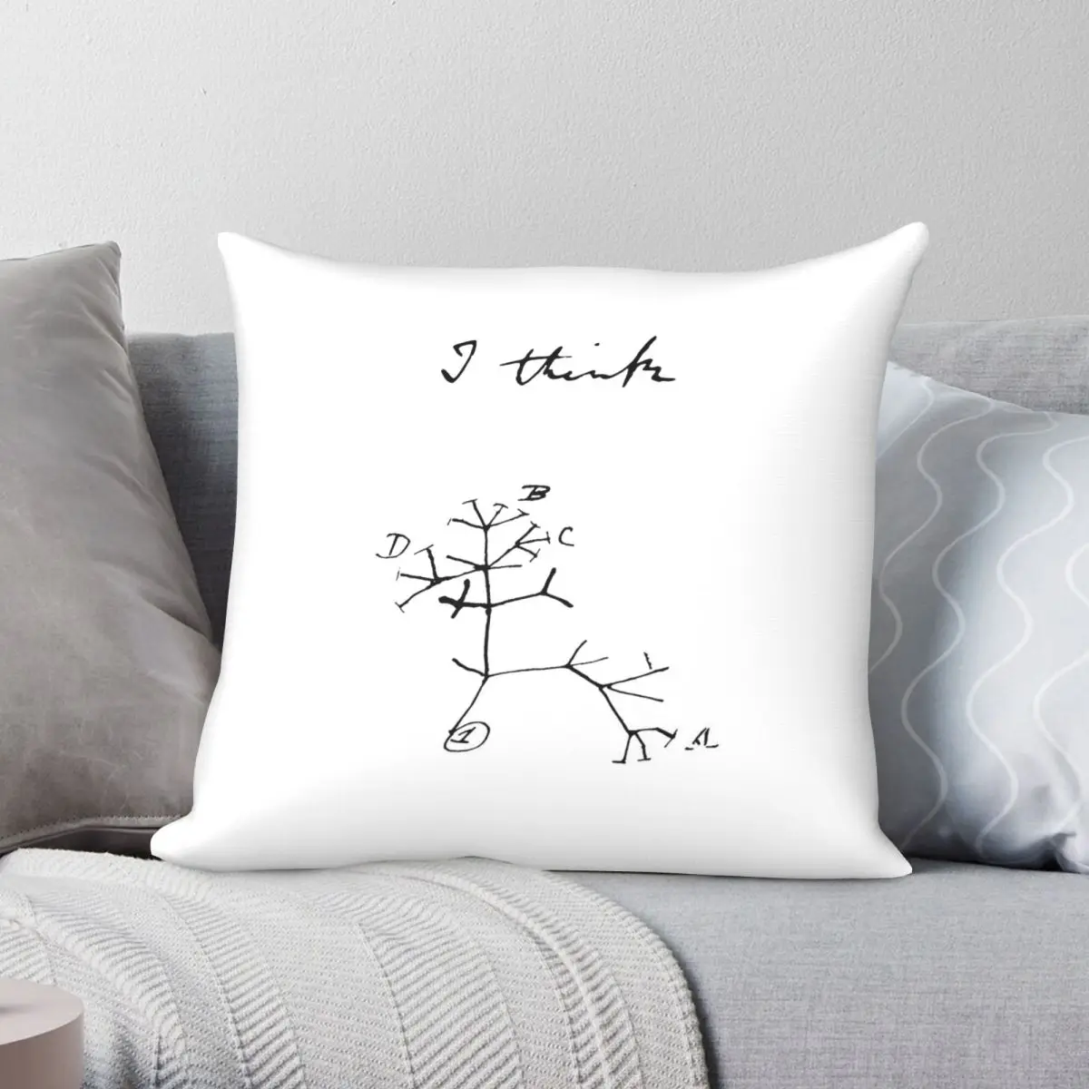 Darwin Tree Of Life I Think Square Pillowcase Polyester Linen Velvet Pattern Zip Decor Throw Pillow Case Home 18