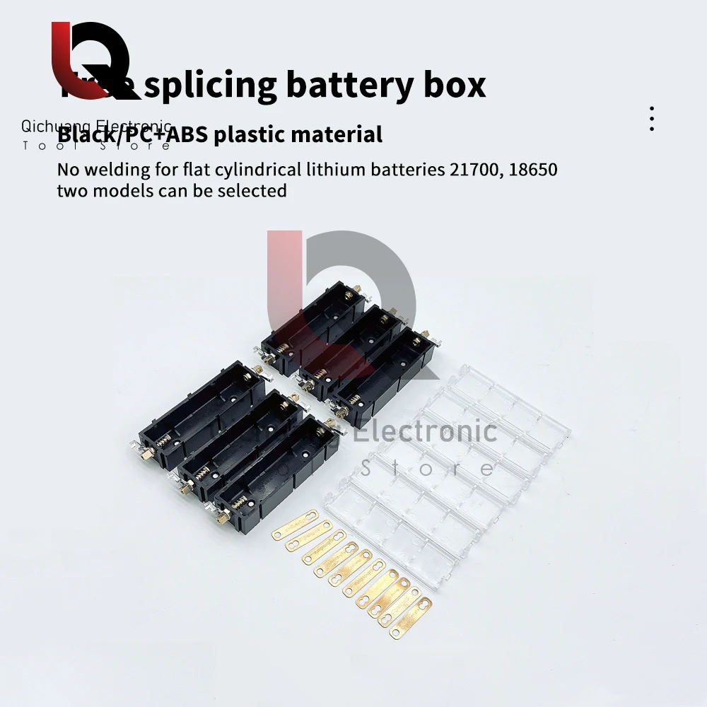 18650 21700 20700 Battery Case Solder-free Splicable Battery Box Battery Slot 18650 Holder with Lid Connector Optional DIY