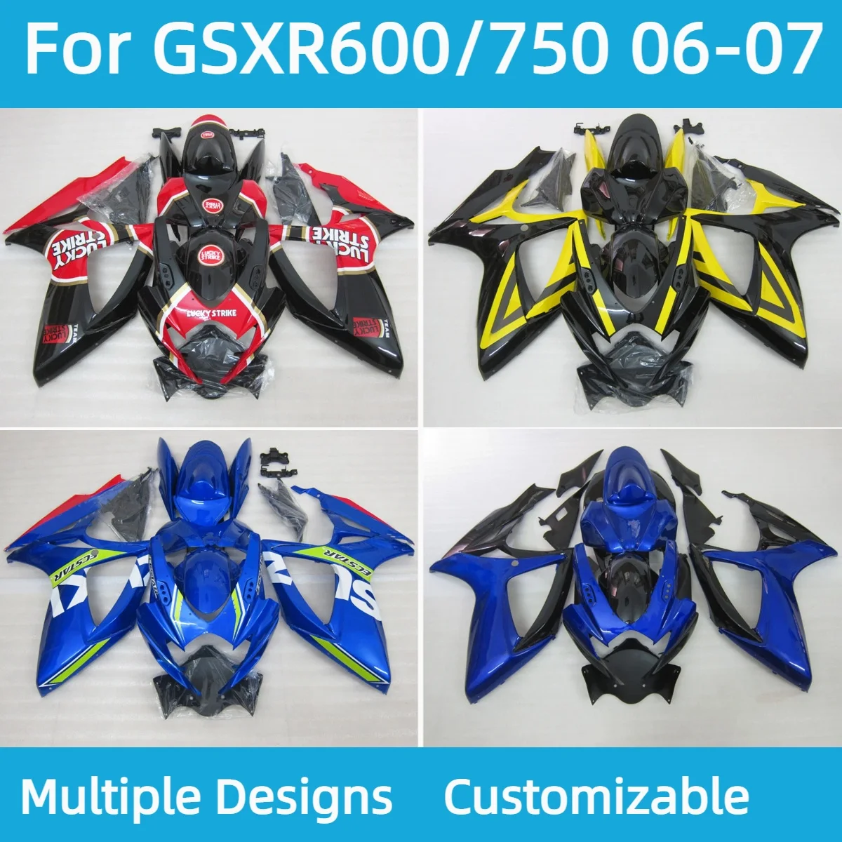 

GSXR 600 750 2006 2007 Полный комплект обтекателей для GSXR600 GSXR750 06 07, аксессуары для мотоциклов, ремонт кузова, индивидуальные обтекатели