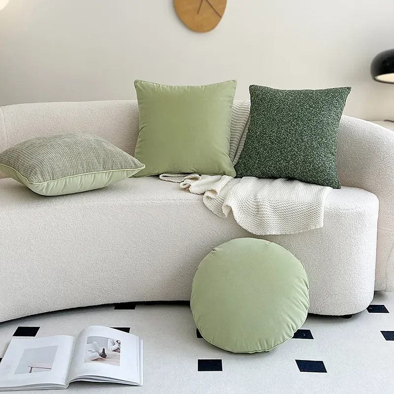 French style matte fleece sofa pillow cover, living room cushion, solid color jacquard thickened waist pillow, bedside fleece