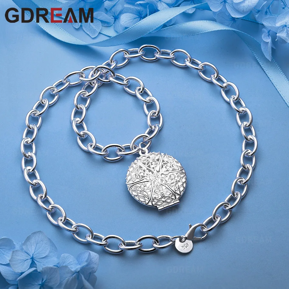 GDREAM Подвеска-кулон из серебра 925 пробы в форме шестигранной круглой коробки с цветочным узором, изысканное и милое украшение для женщин на свадьбу или вечеринку.