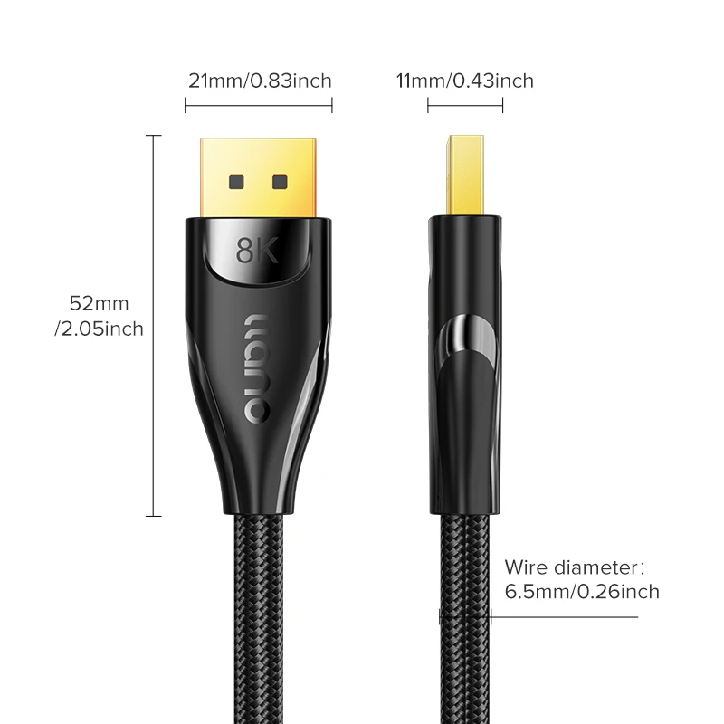 llano Displayport Cable 8K HD Cable 144Hz DP to DP Cable 1.4 for Laptop PC TV Gaming Monitor Cable
