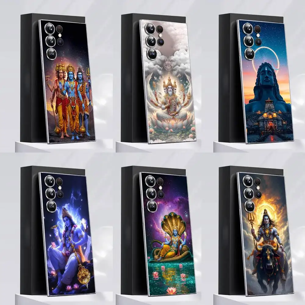 

India Brahma Vishnu Shiva Phone Case For Samsung S30,25,24,23,21,22,20,10,5G,FE,lite,PIus,Ultra Transparent Cover