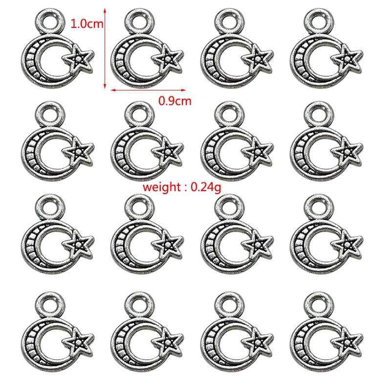 Goddess Triple Viking Hollow Moon Star National Flag Pendant Tibetan Sliver Finding Crafts Earrings Gifts Girlfriend's Birthday