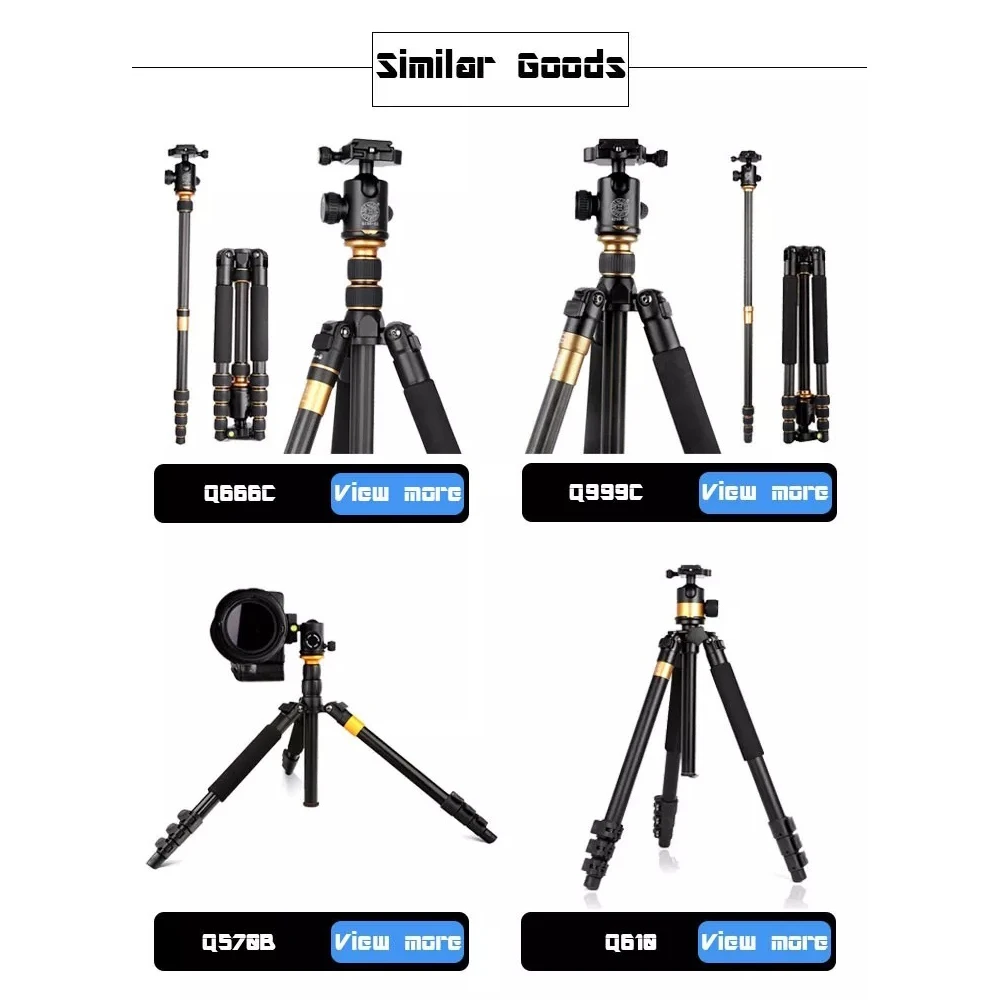 QZSD Q999S ถ่ายภาพระดับมืออาชีพอลูมิเนียมคุณภาพสูงชุดขาตั้งกล้องพับ Monopod Ball Head สำหรับเดินทางกล้อง DSLR