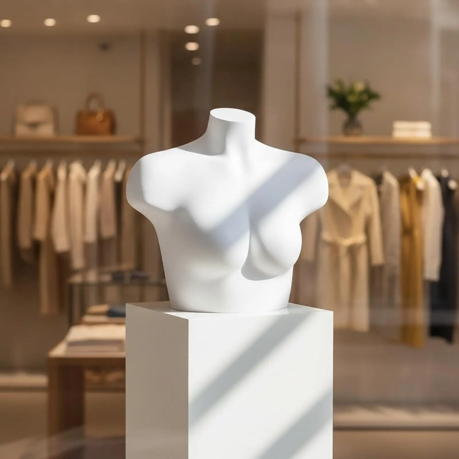 Women Bust Mannequin White Plastic Half Torso Display Stand for Bra Swimsuit Lingerie Retail Shop Window Merchandising