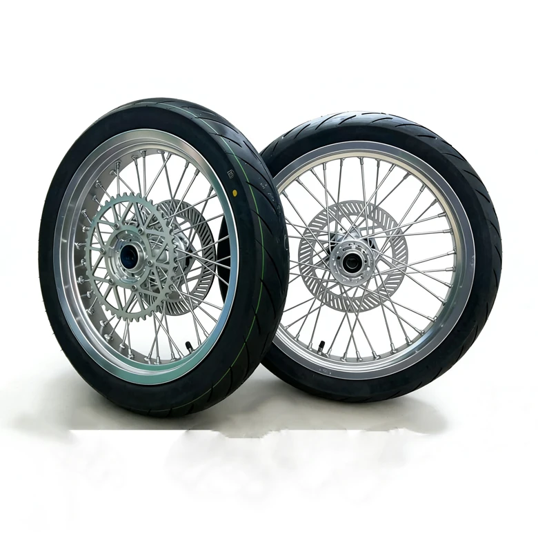 Bee Dirt Bike 17inch Supermoto Street Road Tire Spare Parts Rim Wheel with Sprocket Rotor Disc Brake for surron Ebike