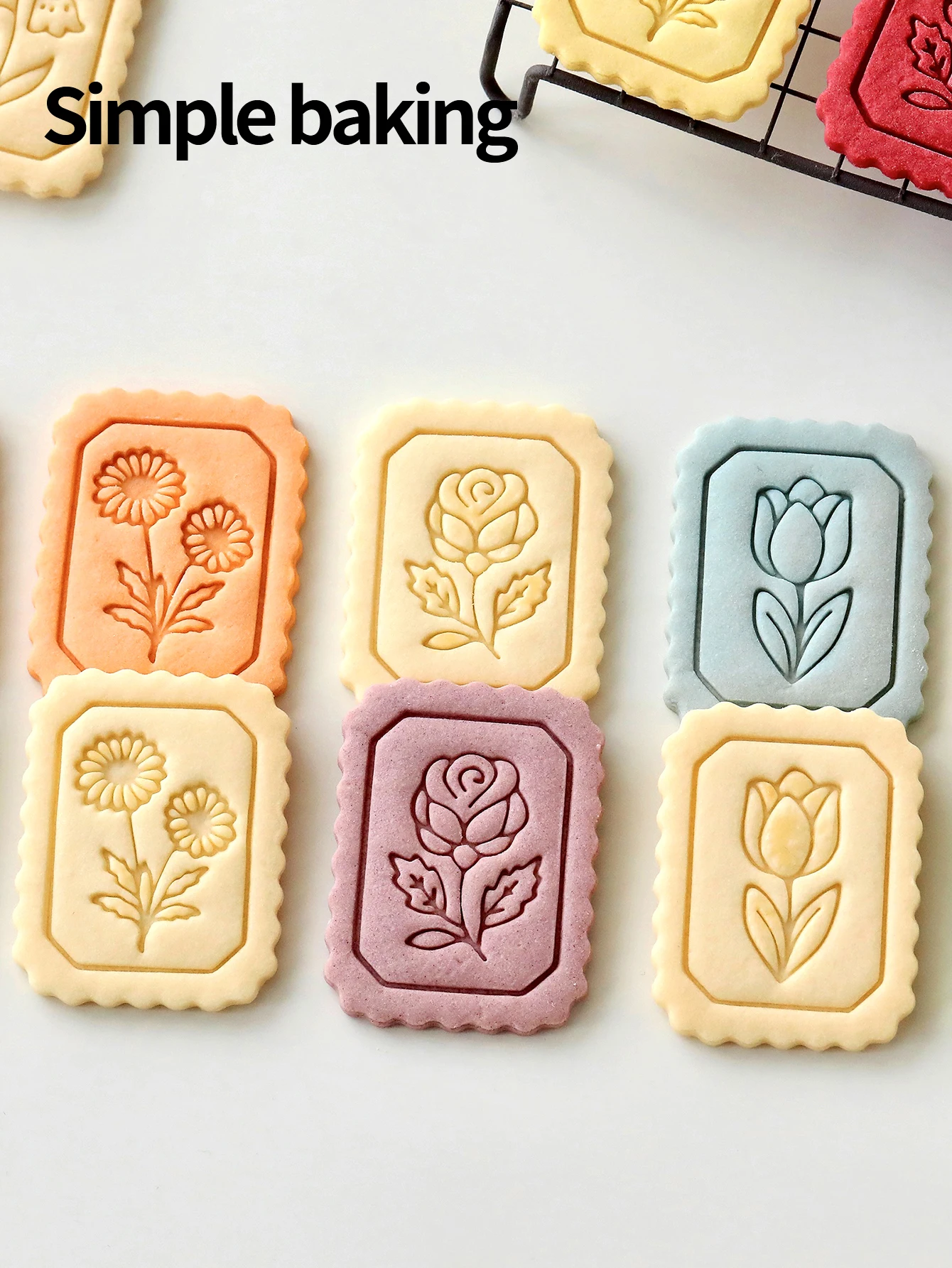 Vintage Flower Photo Frame Cookie Cutter Stamp 3D Rose Tulip Lily Daisy Biscuit Mold Kitchen Baking Supplies Clay Mold Gift