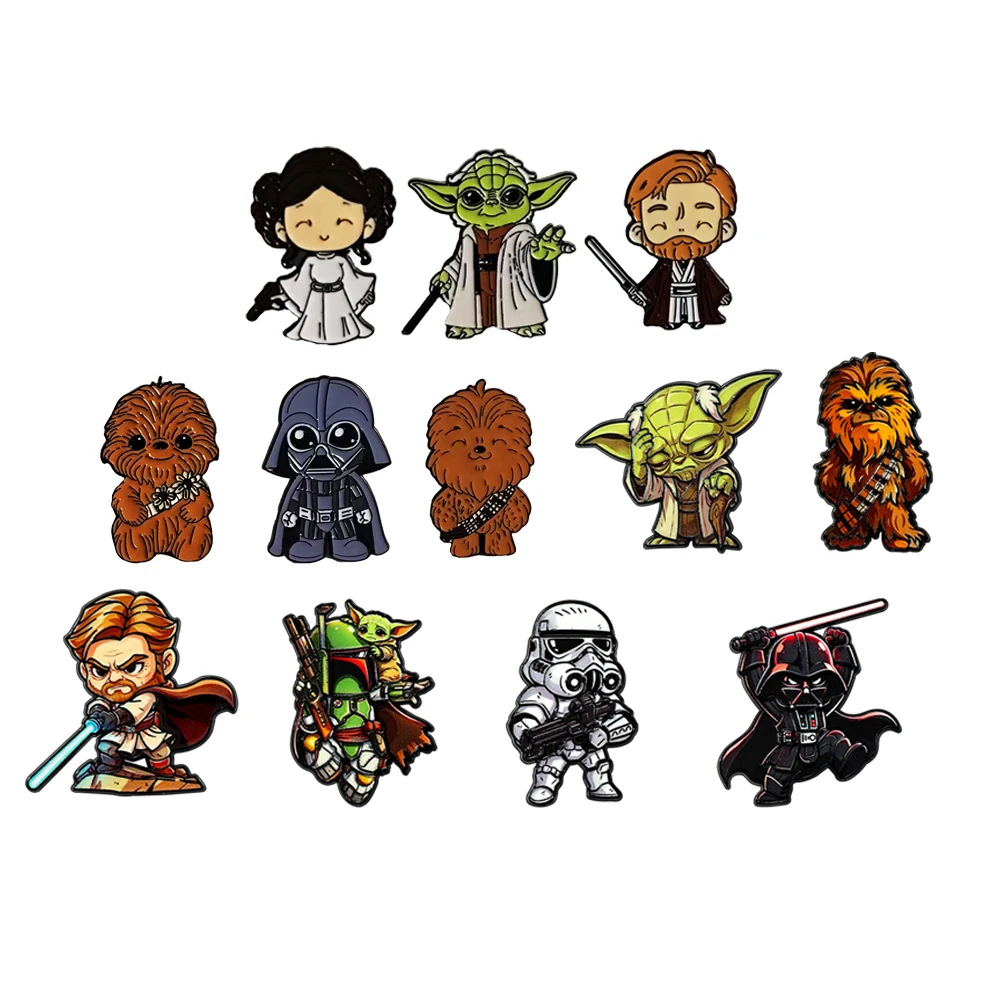 4/5/6/7/8-teiliges Set mit niedlichen Galaxy-Charakter-Emaille-Pins, Cartoon-Sci-Fi-Themen-Metall-Anstecknadeln, Sammlerstücke für Rucksäcke