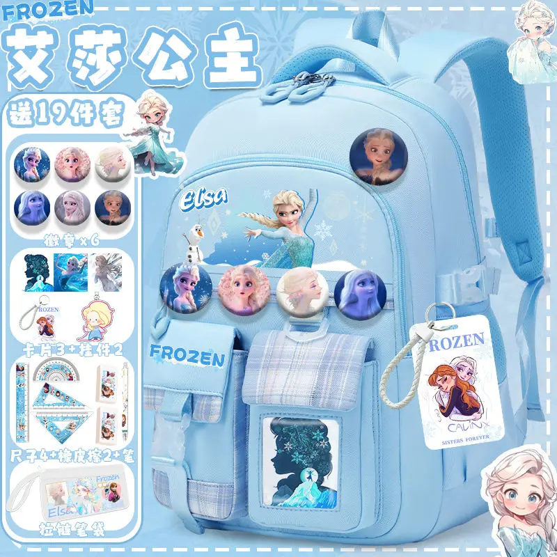 Frozen Princess Elsa Cartoon Cute Children's Student School Bag Kawaii Burden-Reducing Lightweight Waterproof Girls Backpack