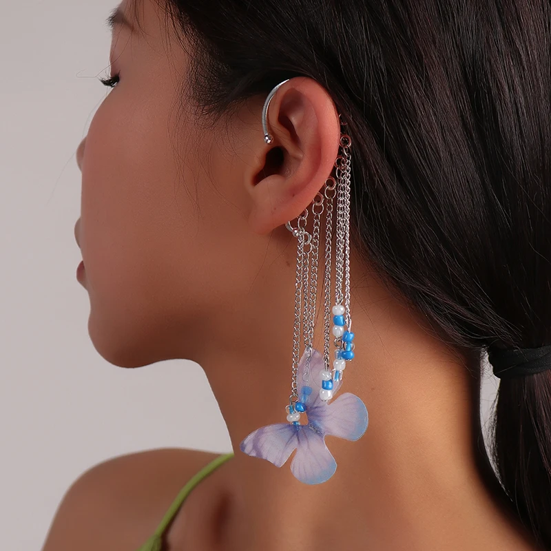 Aihua 1pc neue Stylistin Boho Schmetterling Stern Kristall Ohrringe für Frauen kein Piercing lange Ohr Manschette Ohrringe Böhmen Schmuck Geschenke – Detail 11