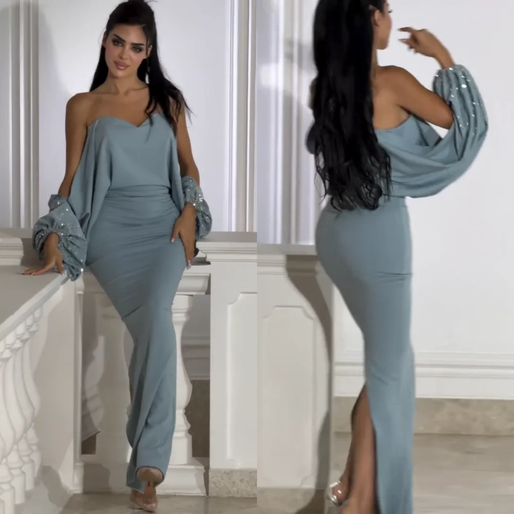 

Customized Jersey Sequined Sweetheart Neck Sheath Long Dresses Bespoke Occasion Party Classic Exquisite Matching