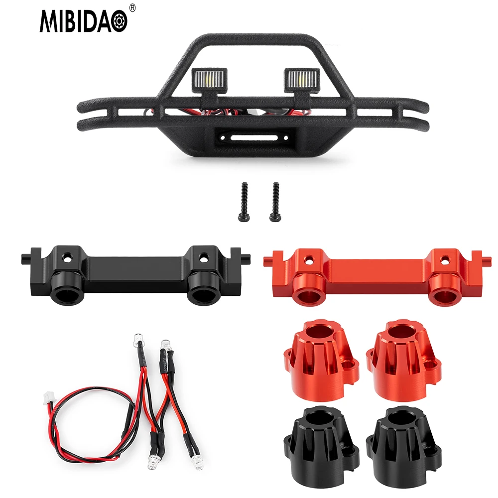 MIBIDAO Rear Cup / Front Rear Servo Mounts Base Stand / Front Bumper Headlight Roof LED Lights for 1/18 HPI Venture HILUX RC Car