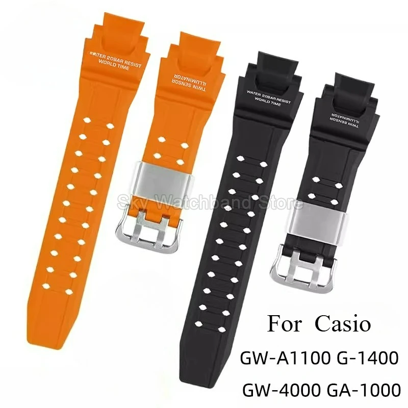 Correa de reloj para Casio GRAVITY MASTER GA-1000/1100, resistente al agua, verde militar, rojo oscuro, tamaño especial, hebilla convexa, correa de resina