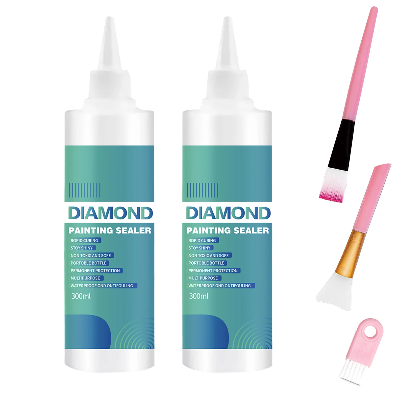 Diamond Painting Sealer Craft Adhesive Art Glues with 3 Pcs Brush Accessories Permanent Hold & Shine Effect for Jigsaw Puzzle