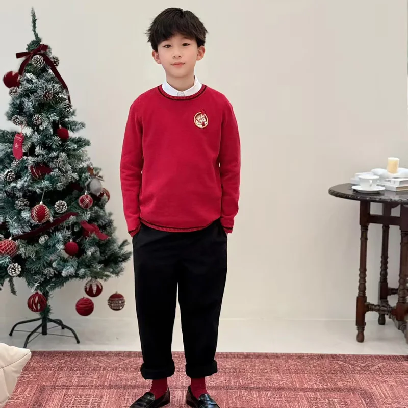 

In Stock 2026 Spring BP Baby Girls Skirts Kids Cardigan for Birthday Girls Red Sweaters Children Clothes Christmas Boys Pants