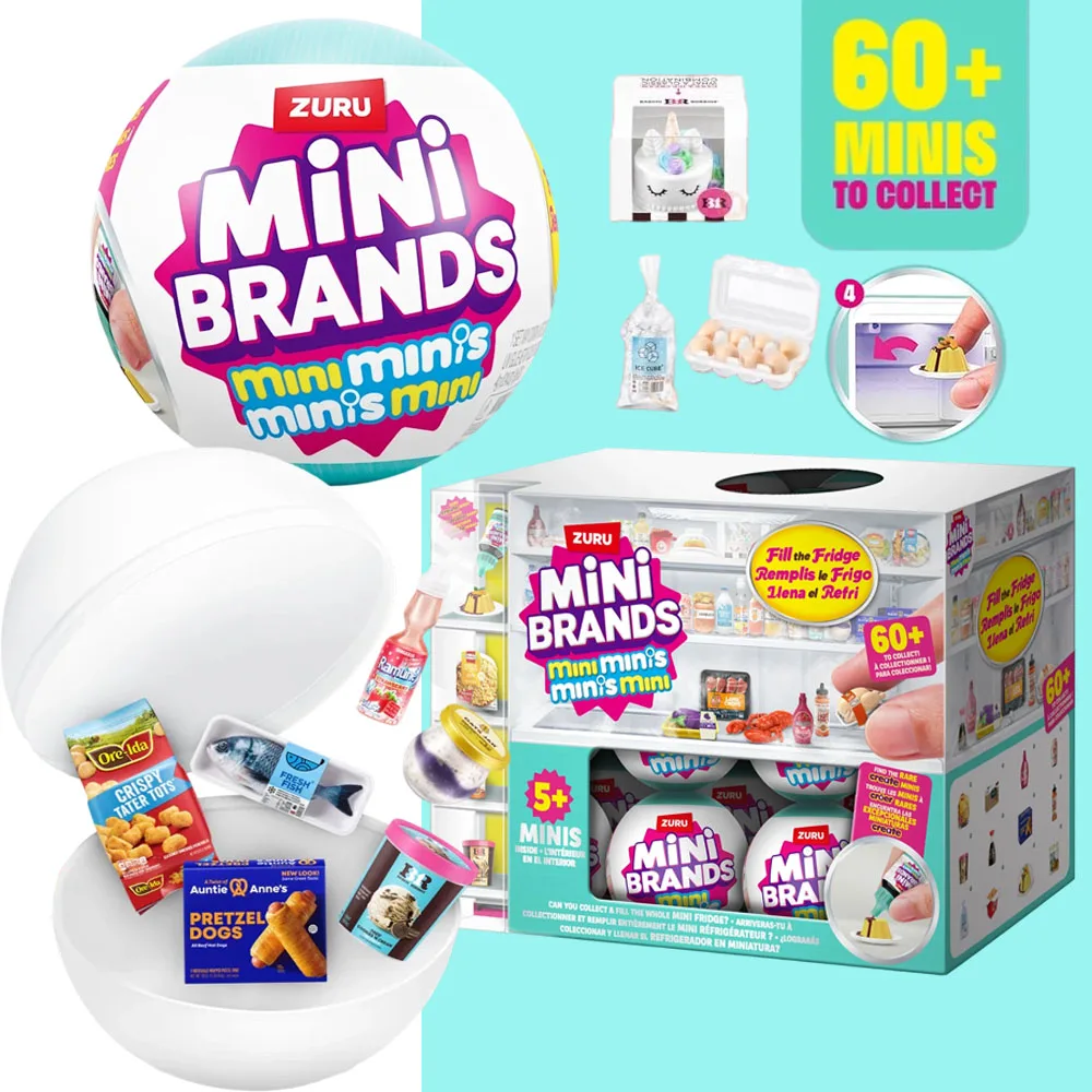 Zuru 5 Surpise Mini Refrigerator Capsules Fill The Fridge Set Mini Brands Fill the Fridge Collection Série 1 Brinquedo Miniatura
