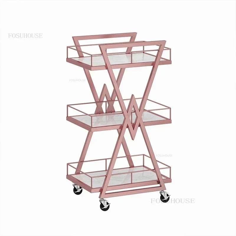 

Stock Iron Salon Trolleys Aesthetics Rack Beauty Salon Tool With Storage Salon Hairdresser Nordic Professional Auxiliary Trolley