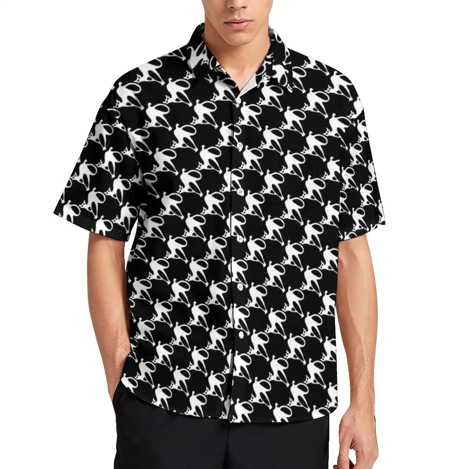 Bonito branco gatos camisa de férias homens dia das bruxas imprimir camisas casuais verão manga curta padrão engraçado blusas grandes dimensões presente ideia