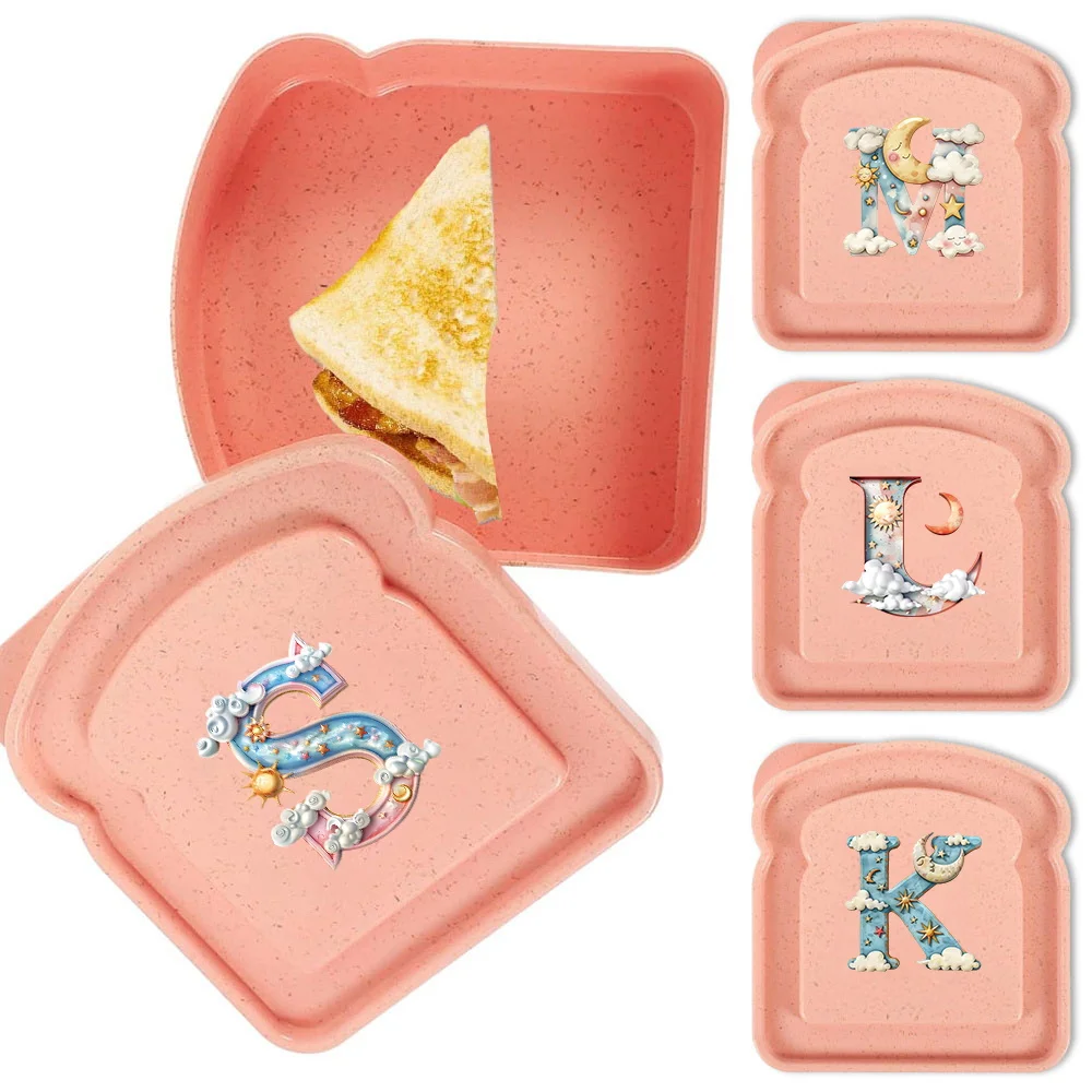 

Plastics Toast Freshness Preservation Box Portable with Cover Lunch Case Iridescent Cloud Initial Name 26 Letters Pattern
