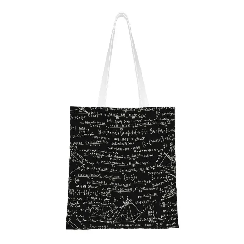 

Custom Physics Math Equations Canvas Shopping Bags Women Portable Groceries Geek Mathematics Teacher Shopper Tote Bags