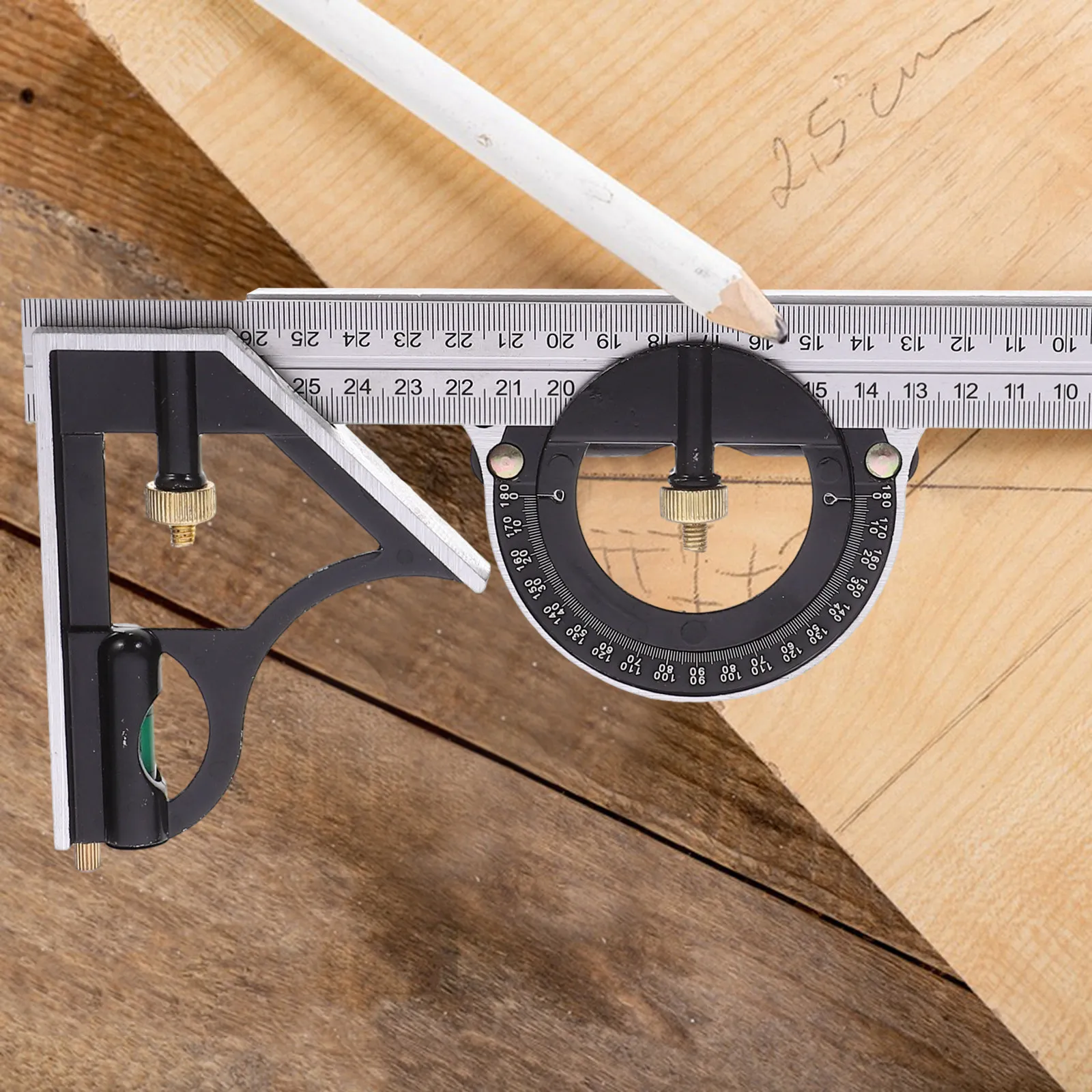 1Set Stainless Steel Multi-Functional Combination Angle Ruler Precision Measuring Tool Portable Scale Gauge for Architects