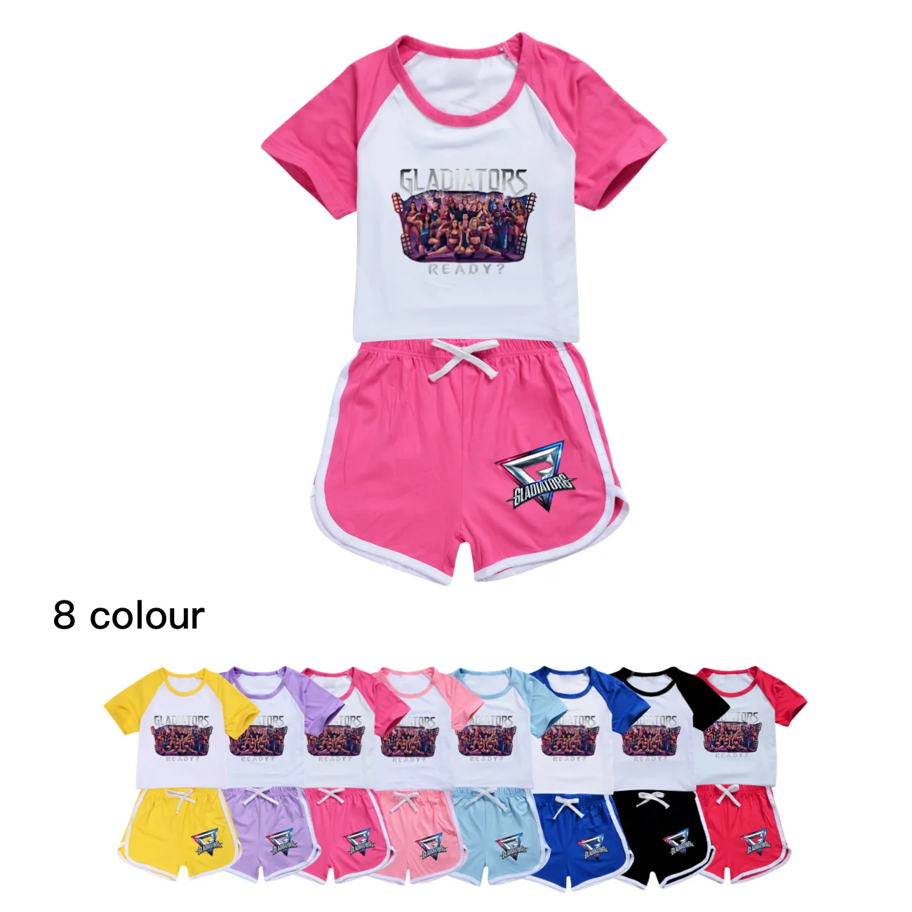 Gladiator Are You Ready Cartoon Kids Summer Sportswear Set Teen Short Sleeve T-Shirt And Shorts Fashionable Clothing for Girls