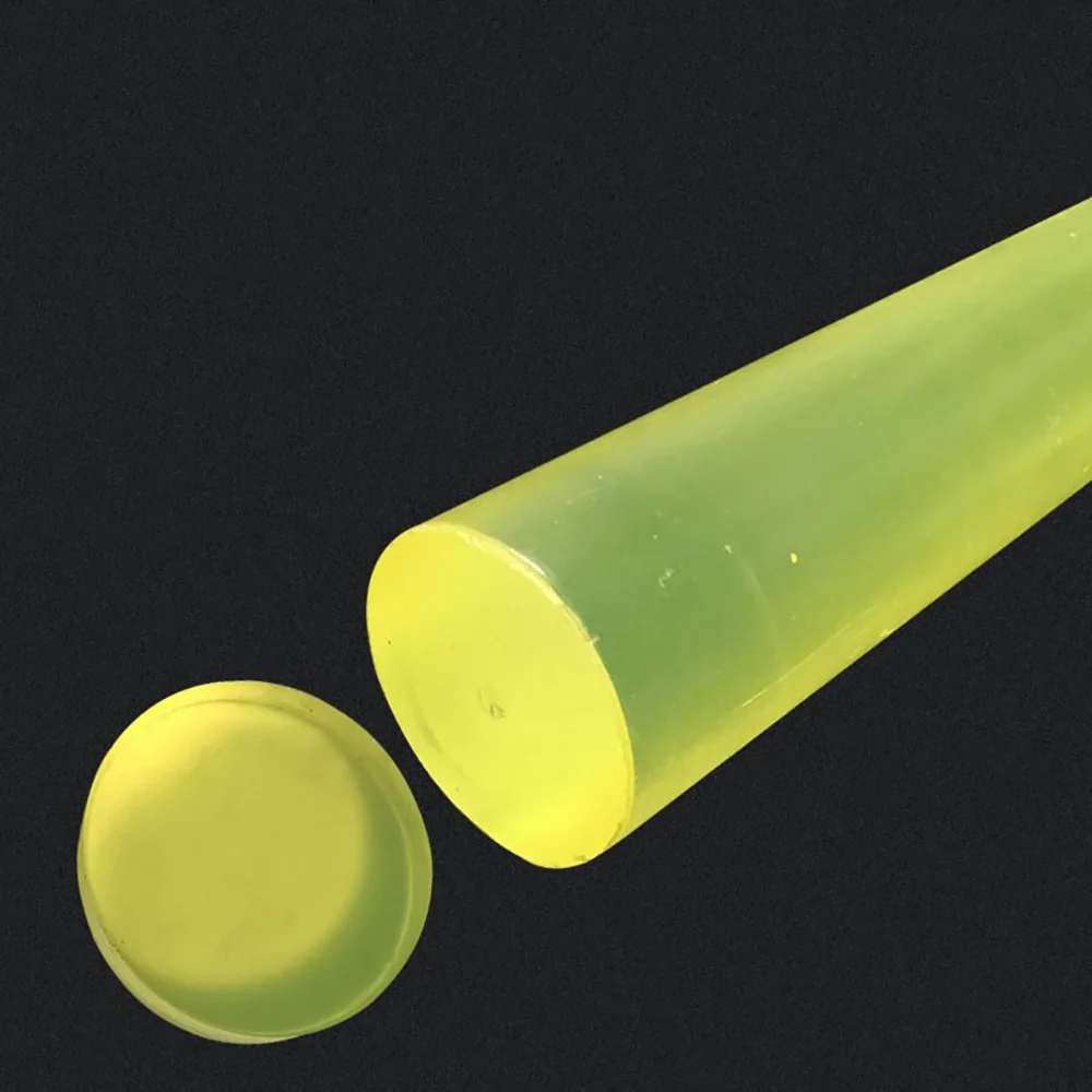 Abrasion Pressure Resistant Yellow Polyurethane PU Rod 500mm Length 20-40mm Elastic Nylon Round Bar Mechanical Shock Absorber