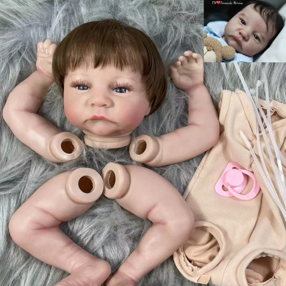 19 Inch Kit Reborn Levi Awake 3D Painted Skin Doll With Rooted Hair and Eyelashes Unassembled Reborn Baby Doll Parts Molds