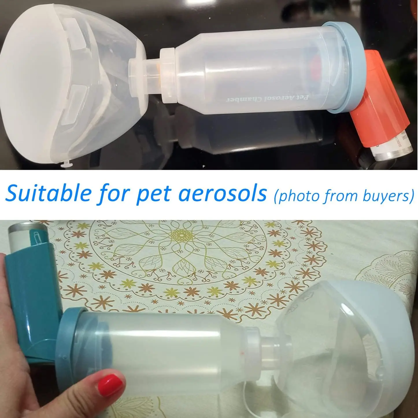 Pet Aerosol Chamber for Cats and Dogs - Larger Mask to Cover Snout and Mouth Which Make Pets Clam and Comfortablely