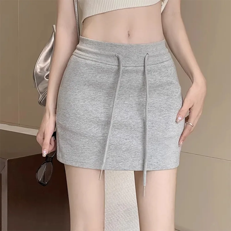 

Sweet and Spicy Wind Rope Sports White Skirt 2024 Spring and Summer New Girl High Waist Joker Hip A-word Skirt